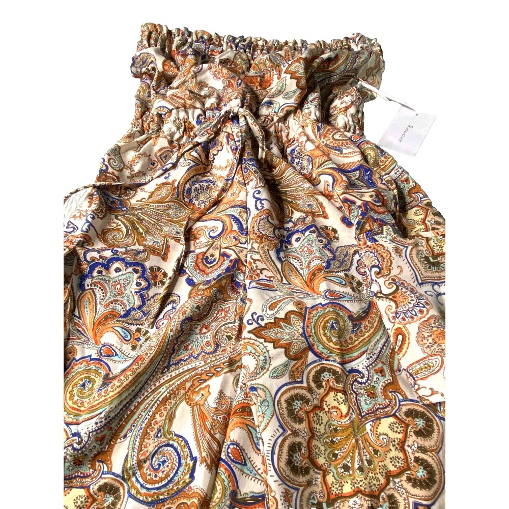 Rosevelvet Strapless multicolor Jumpsuit Tie Waist Cinched Ankle Size Small NWT - Picture 5 of 13